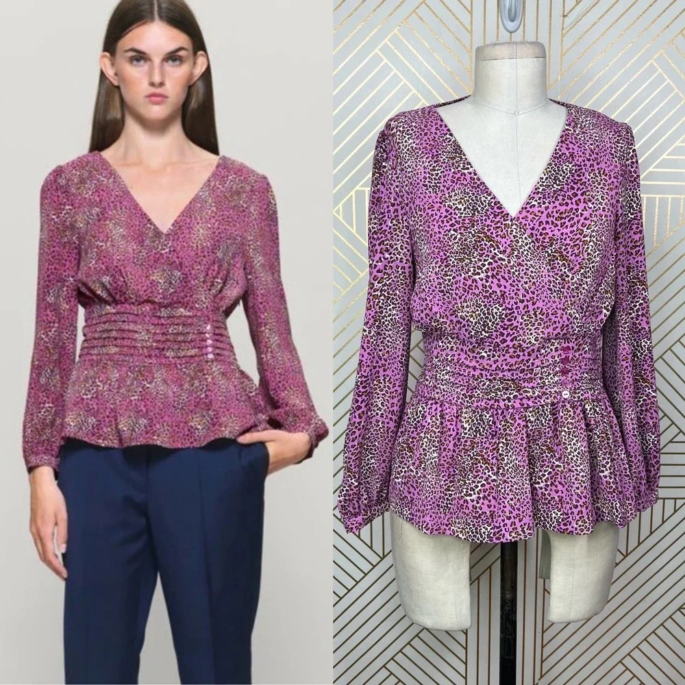 Baum Und Pferdgarten Miandah Blouse Fuchsia Leopard Size 36 /‎  US 6